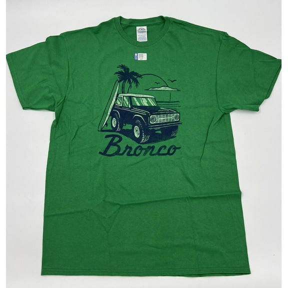 Ford Bronco Beach Scene Green T-Shirt - L