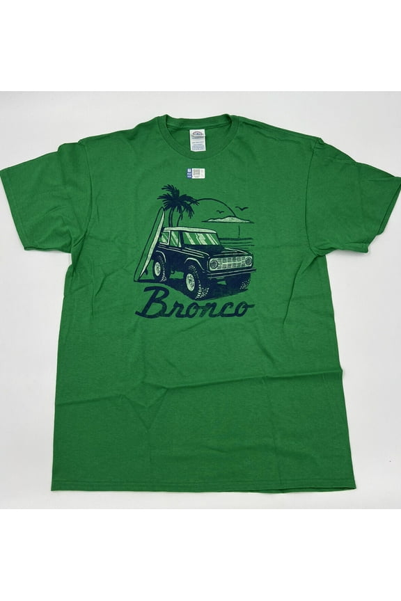 Ford Bronco Beach Scene Green T-Shirt - L