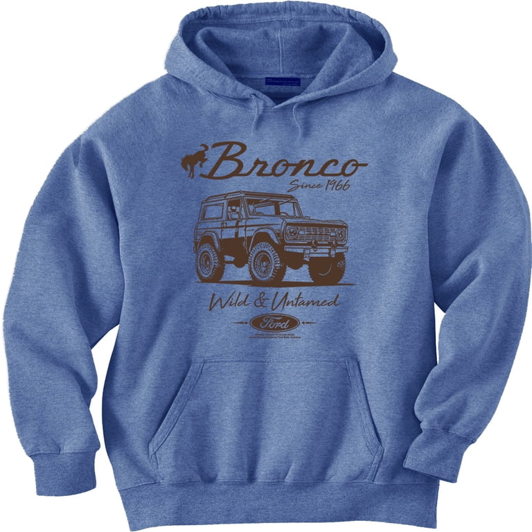 Ford Bronco Men's Gray Fleece Hoodie - Embroidered, Sml Sml