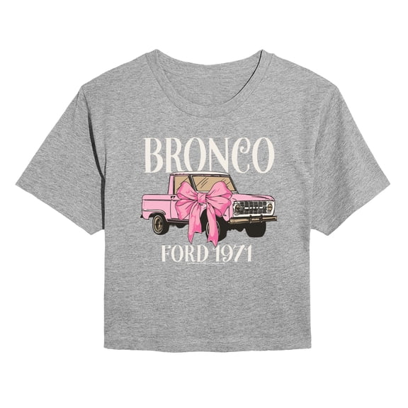 Ford - Bronco Bow - Juniors Cropped Short Sleeve Graphic T-Shirt