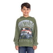 Ford Bronco Boys Retro Graphic Mineral Washed Hoodie with Long Sleeves, Sizes 4-18