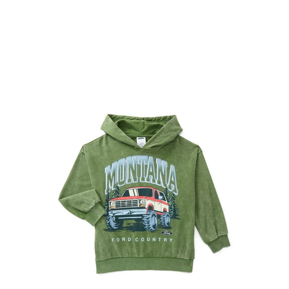Ford Bronco Boys Retro Graphic Mineral Washed Hoodie with Long Sleeves, Sizes 4-18
