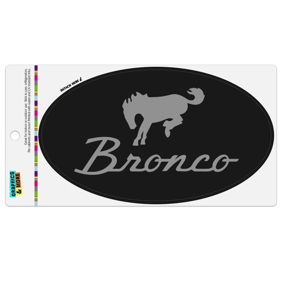 Ford Bronco Chrome Logo Automotive Car Refrigerator Locker Vinyl Euro Oval Magnet