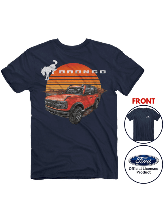 Ford Bronco Desert Stripes Logo Graphic T-Shirt Navy Blue Official Licensed (3XL)