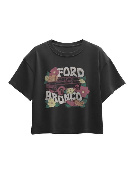 - Bronco Floral Girls' Short Sleeve Boxy Graphic T-Shirt