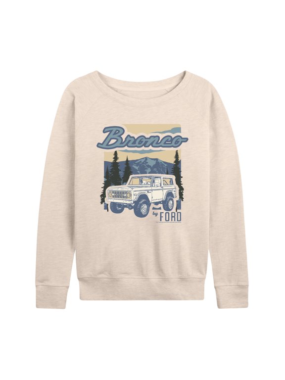 - Bronco Ford Lightweight French Terry Wide Neck Long Sleeve Graphic Shirt