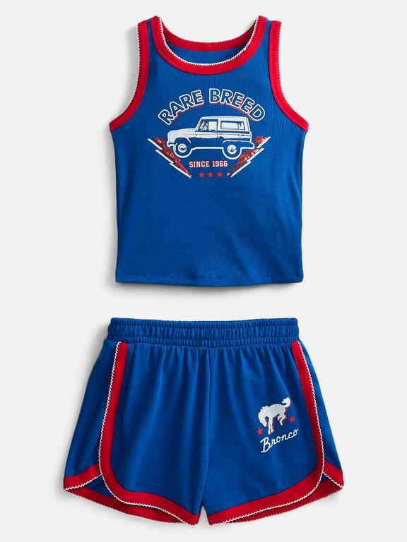 Ford Bronco Girls Graphic Tank Top and Matching Shorts Set, 2-Piece, Sizes 4-16