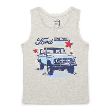 Ford Bronco Girls Americana Graphic Tank Top with Lace Trim, Sizes 4-16