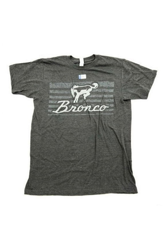 Ford Bronco Gray T-Shirt Script Emblem With Faded Gray Stripes - XL