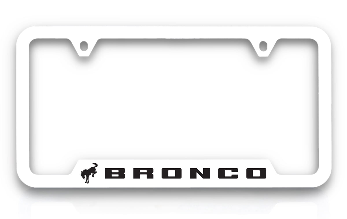 Ford Bronco Horse White Plastic License Plate Frame Tag Holder