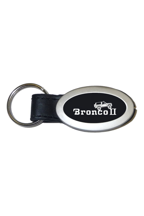 Ford Bronco II Climbing Oval Leather Key Chain (Black)