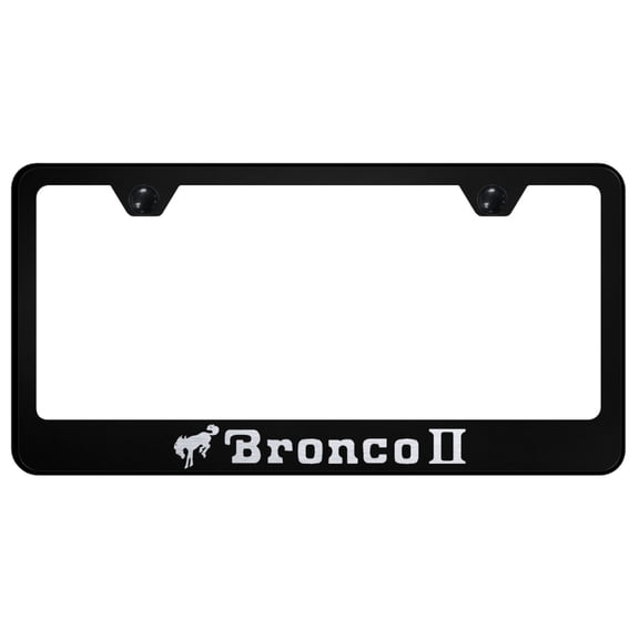 Ford Bronco II Laser Etched Logo Stainless Steel License Plate Frame (Black)