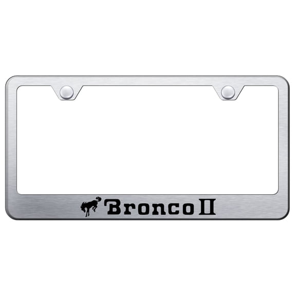 Ford Bronco II Laser Etched Logo Stainless Steel License Plate Frame (Brushed Chrome)