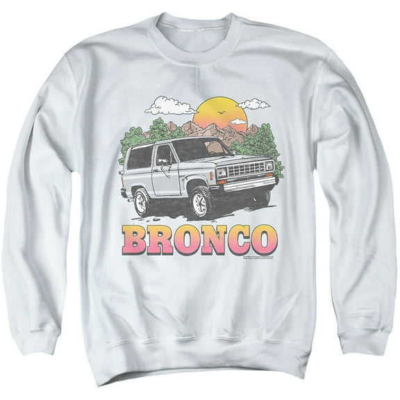 Ford Bronco In The Mountains Unisex Adult Crewneck Sweatshirt (2X-Large) White