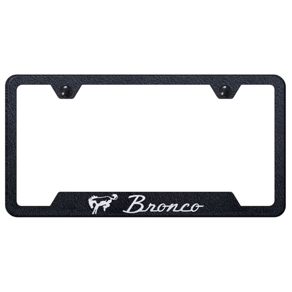 Ford Bronco Laser Etched Logo Cut-Out License Plate Frame (Matte Black)