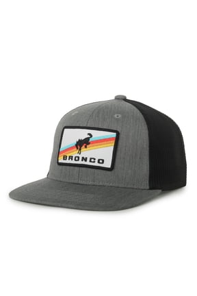 Bronco Logo Structured Hat, Heathered Gray & Black, High Crown Snapback