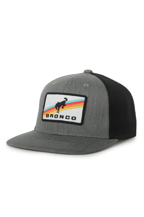 Bronco Logo Structured Hat, Heathered Gray & Black, High Crown Snapback