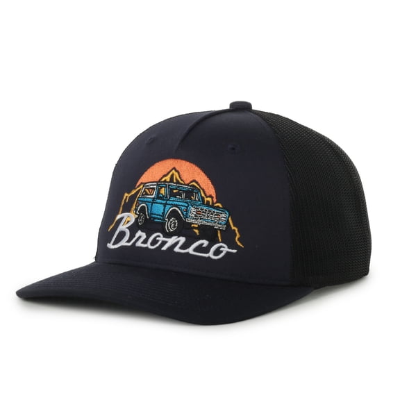 Ford Bronco Logo Structured Trucker Hat, Navy & Black, Adjustable Snapback