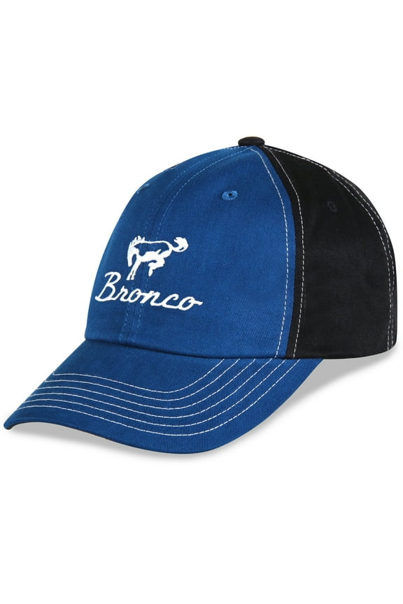 Ford Bronco Men's Official Licensed Logo Embroidered Hat Cap - Royal Blue/Black