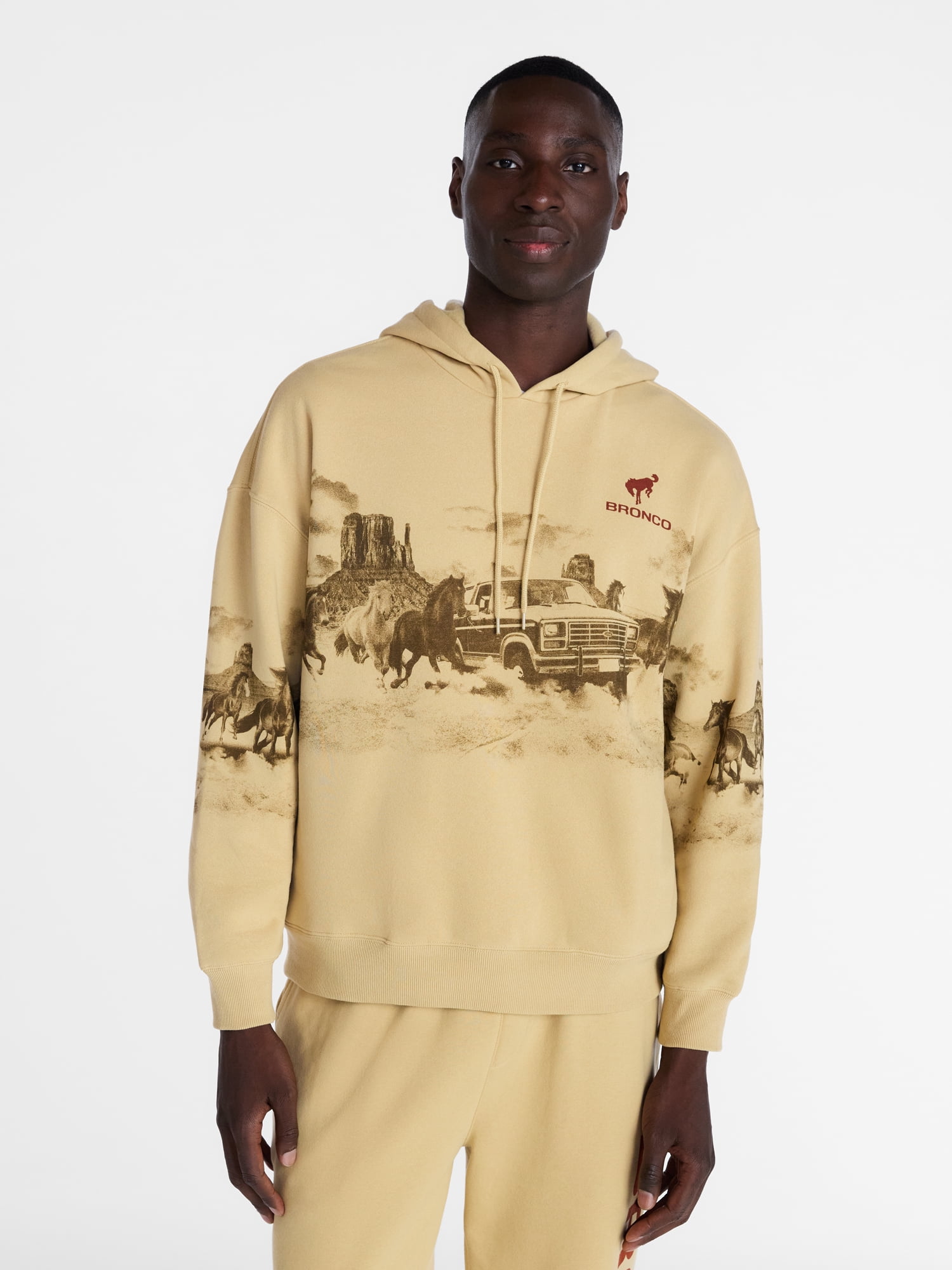 Ford Bronco Men’s Graphic Fleece Hoodie, Sizes XS-3XL