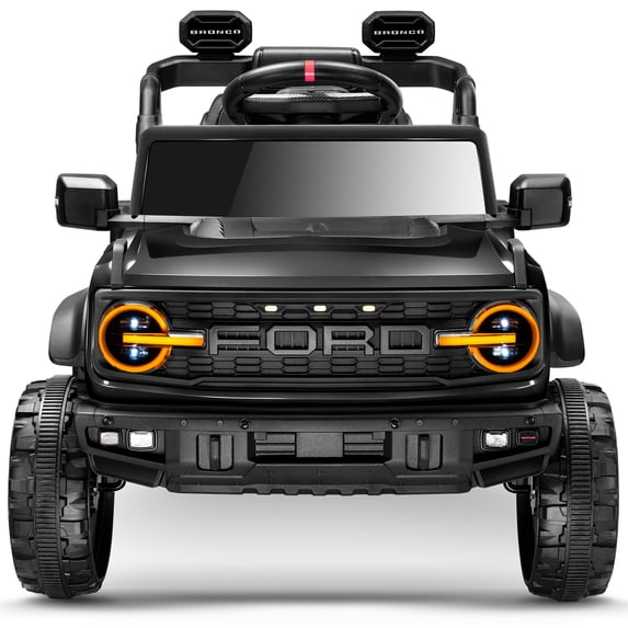 COCLUB 12V Electric Car for Kids, Licensed Ford Bronco Raptor Ride on Toys with Remote Control, Electric 4 WheelerW/ Suspension, 3 Speeds, Led Lights, Bluetooth, Kids Cars to Drive Truck Black