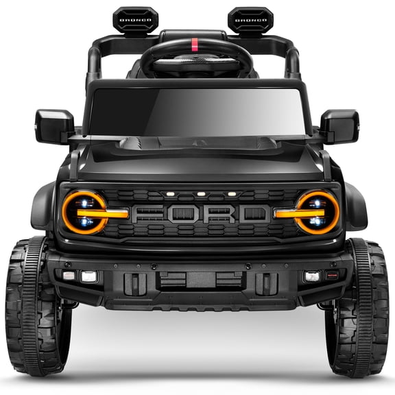 COCLUB 12V Electric Car for Kids, Licensed Ford Bronco Raptor Ride on Toys with Remote Control, Electric 4 WheelerW/ Suspension, 3 Speeds, Led Lights, Bluetooth, Kids Cars to Drive Truck Black