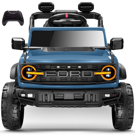 Licensed Ford Bronco Raptor 12v Kids Ride on Car, COCLUB Toddler Electric Car with Remote Control, Rear Wheels Suspension, Led Lights, Safety Belt, Ride on Toys for Kids 4-8, Blue