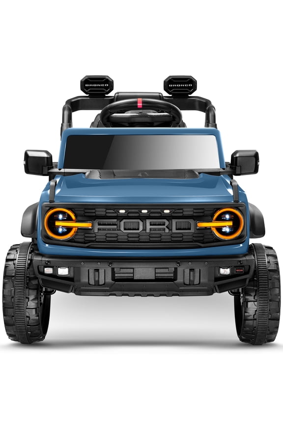 12V Electric Car for Kids, Licensed Ford Bronco Raptor Ride on Toys with Remote Control, Electric 4 WheelerW/ Suspension, 3 Speeds, Led Lights, Bluetooth, Kids Cars to Drive Truck Blue