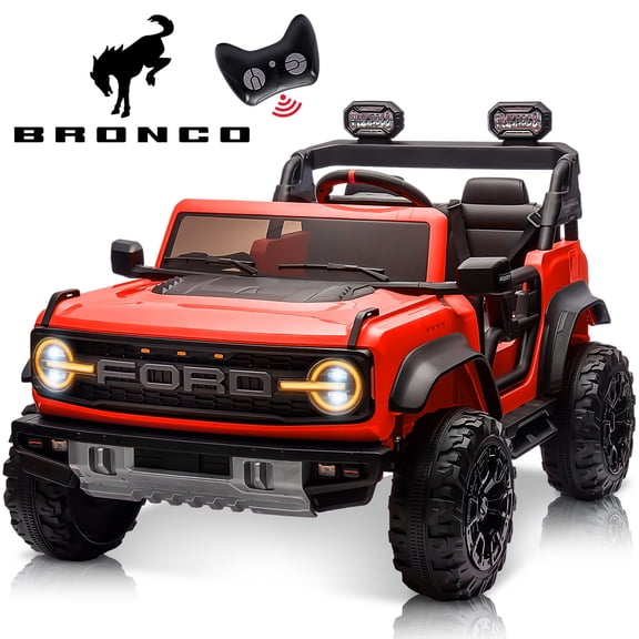 Ford Bronco Raptor 24V Kids Ride on Toys, Battery Powered Ride on Cars 2 Seater with Remote Control, Electric Car for Boys Girls 3-8 with Bluetooth & LED Headlights, Red