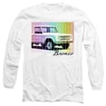 thumbnail image 1 of Ford Bronco Retro Rainbow Long Sleeve Adult 18/1 T-Shirt White, 1 of 1