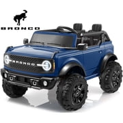 Licensed Ford Bronco 24V 2 Seater Truck Battery Powered Ride on with Remote Control & Bluetooth, Electric Car for Kids Toddler, Blue