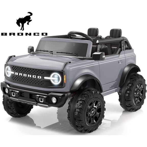 Ford Bronco Ride on Toy Car 2 Seater, 24V Powered Ride on Car with Remote Control, Electric Car for Kids Toddlers w/Bluetooth, 4 Wheelers Truck for Boys Girls Ages 3-8, Gray