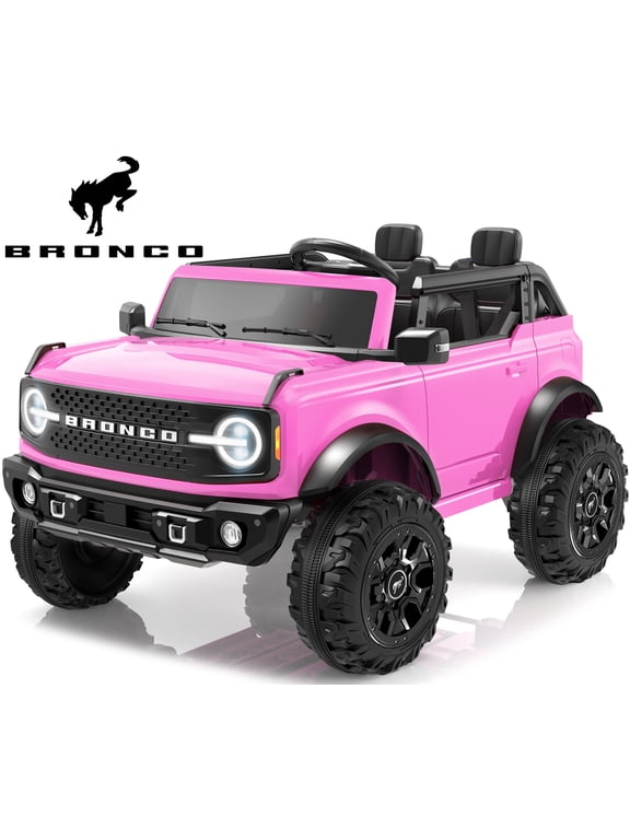 Licensed Ford Bronco 24V 2 Seater Truck Battery Powered Ride on with Remote Control & Bluetooth, Electric Car for Kids Toddler, Pink