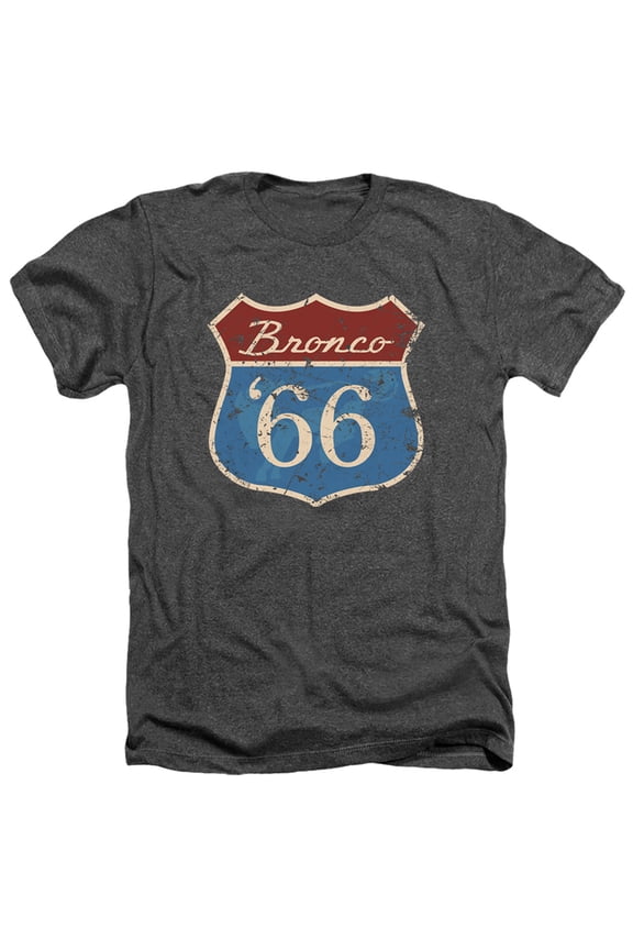 Ford Bronco Route 66 Bronco Adult Heather T-Shirt Charcoal