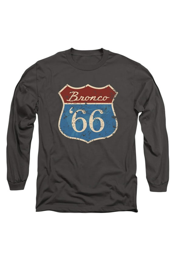 Ford Bronco Route 66 Bronco Long Sleeve Adult 18/1 T-Shirt Charcoal