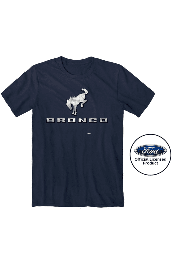 Ford Bronco Script Emblem Logo Graphic T-Shirt Navy Blue Official Licensed (M)
