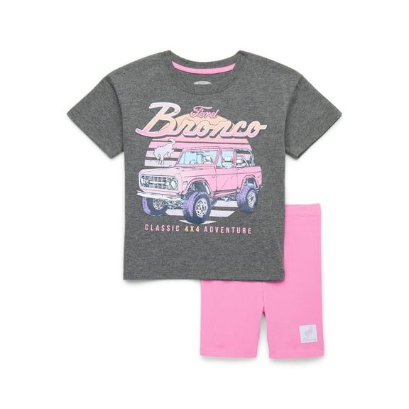 Ford Bronco Toddler Girls Graphic Tee and Bike Shorts Set, 2-Piece, Sizes 2T-5T