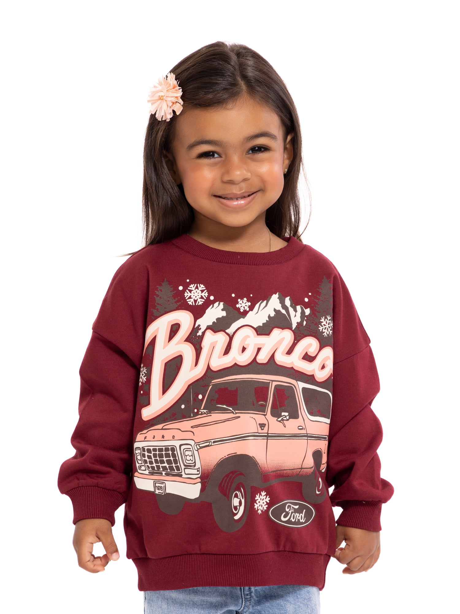 Ford Bronco Toddler Girls Graphic Crewneck Sweatshirt with Long Sleeves, Sizes 12M-5T