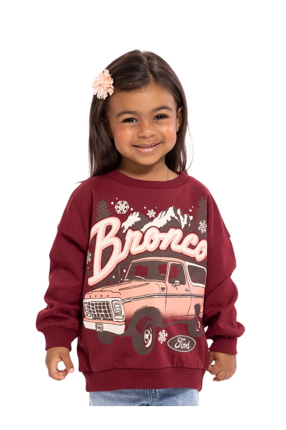 Ford Bronco Toddler Girls Graphic Crewneck Sweatshirt with Long Sleeves, Sizes 12M-5T