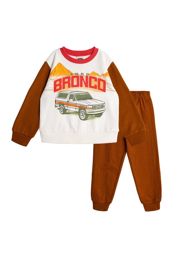Bronco Vintage Fleece Pullover Sweatshirt and Jogger Pants Outfit Set Toddler to Little Kid