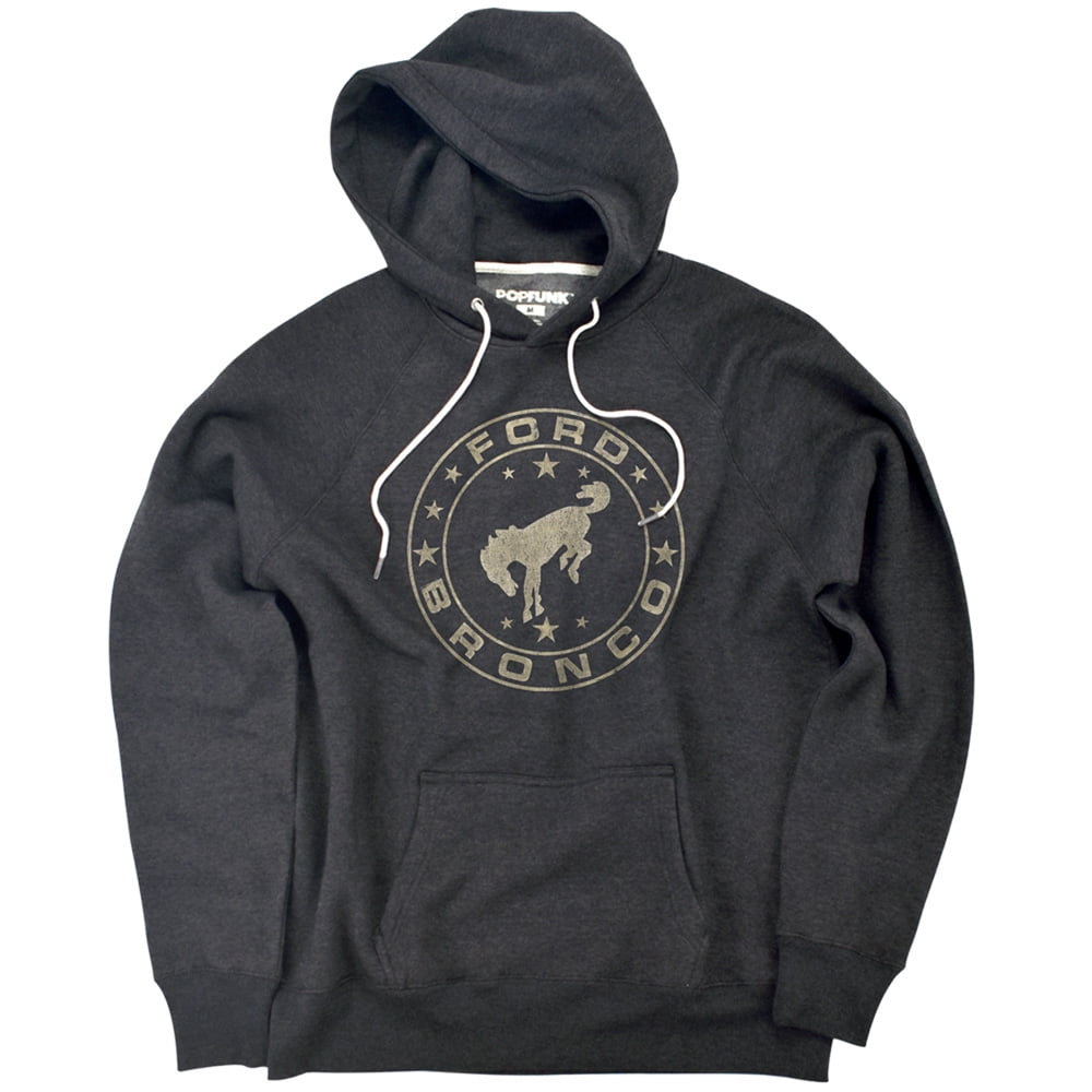 Ford Bronco Vintage Star Bronco Unisex Adult Slim Fit Pull-Over Heather Hoodie, Charcoal, Small