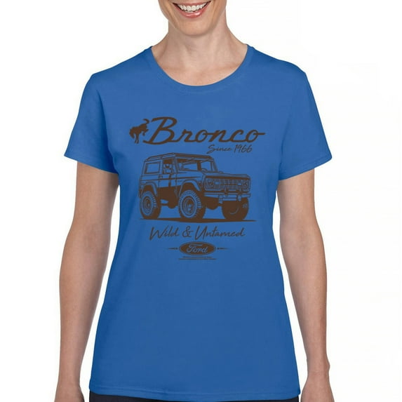 Ford Bronco Wild and Untamed Since 1966 T-Shirt Vintage Off-Road 4x4 Adventure Retro Truck Licensed Women's Tee