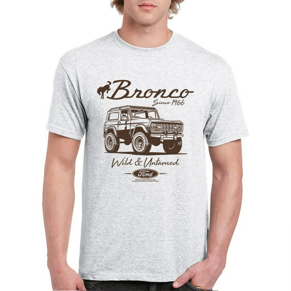 Ford Bronco Wild and Untamed Since 1966 T-shirt Vintage Off-Road 4x4 Adventure Retro Truck Licensed Men's Tee