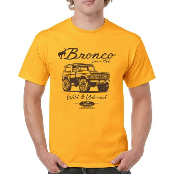 Ford Bronco Wild and Untamed Since 1966 T-shirt Vintage Off-Road 4x4 Adventure Retro Truck Licensed Men's Tee