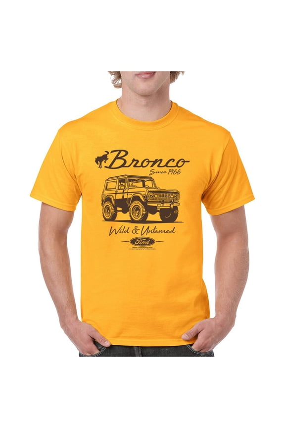 Ford Bronco Wild and Untamed Since 1966 T-shirt Vintage Off-Road 4x4 Adventure Retro Truck Licensed Men's Tee