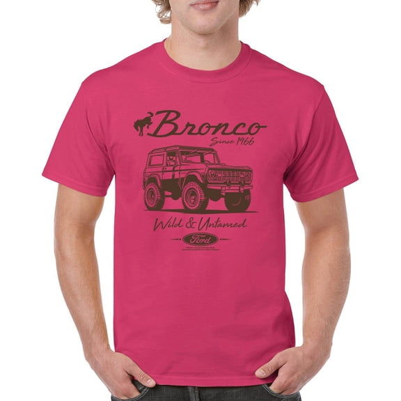 Ford Bronco Wild and Untamed Since 1966 T-shirt Vintage Off-Road 4x4 Adventure Retro Truck Licensed Men's Tee