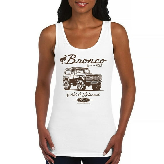 Ford Bronco Wild and Untamed Since 1966 Women's Tank Top Vintage Off-Road 4x4 Adventure Retro Truck Licensed
