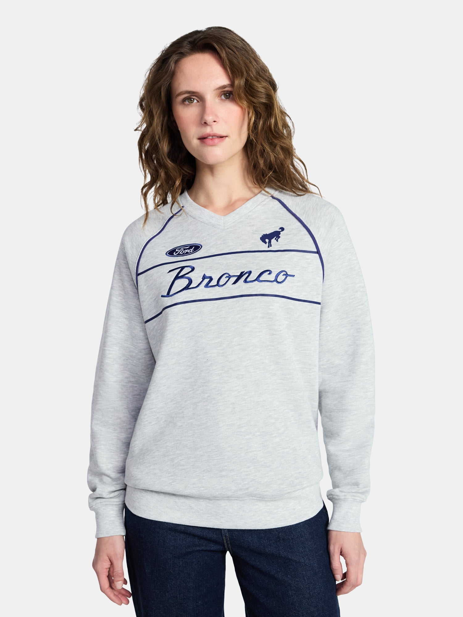 Ford Bronco Women's Front Back Graphic Sweatshirt with Long Sleeves, Sizes XXS-XXL