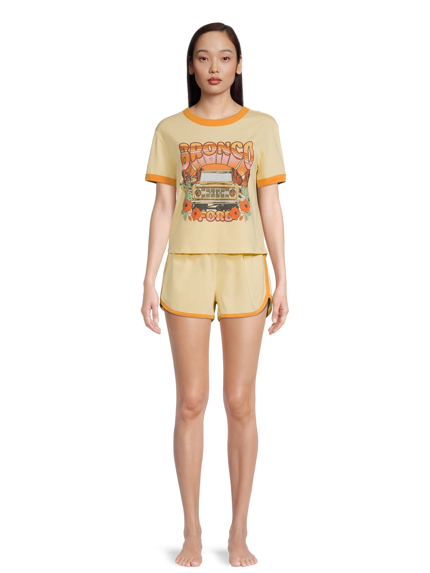Ford Bronco Women's Ringer Tee and Lounge Set, 2-Piece