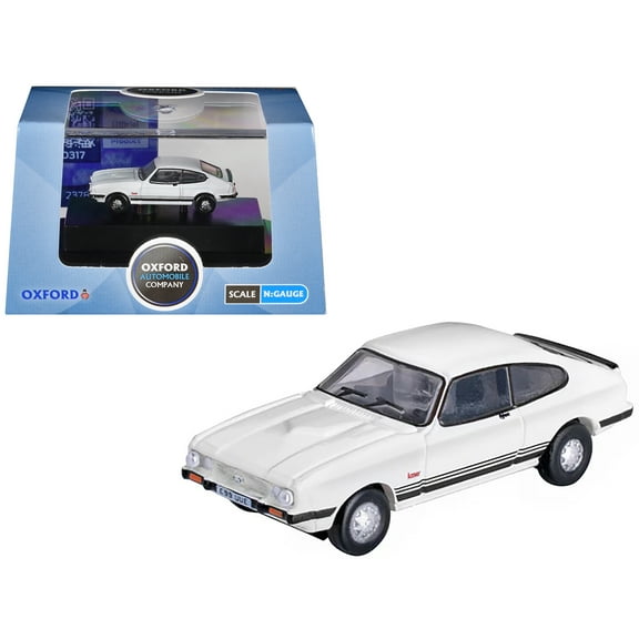 Ford Capri Mk3 RHD (Right Hand Drive) Diamond White with Black Stripes 1/148 (N) Scale Diecast Model Car by Oxford Diecast